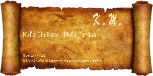 Kübler Mária névjegykártya